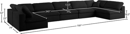 Damian Black Linen Textured Fabric Deluxe Comfort Modular Sectional Sec7B