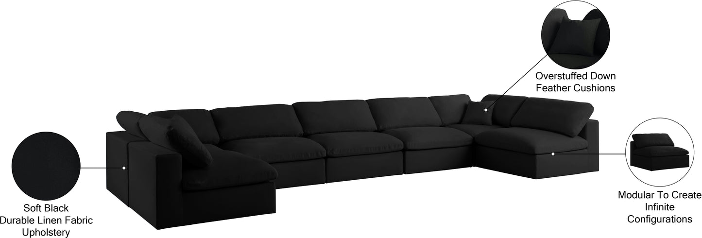 damian black linen textured fabric deluxe comfort modular sectional sec7b