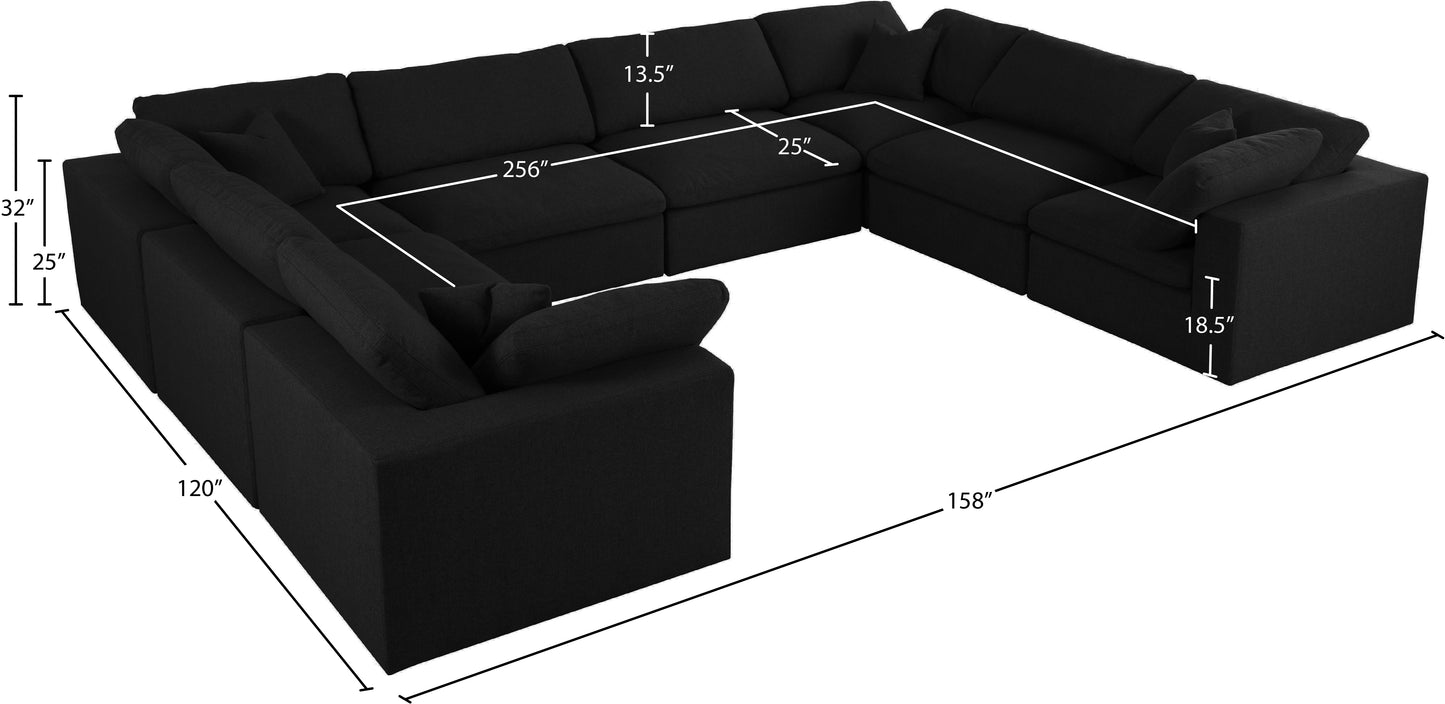 damian black linen textured fabric deluxe comfort modular sectional sec8a