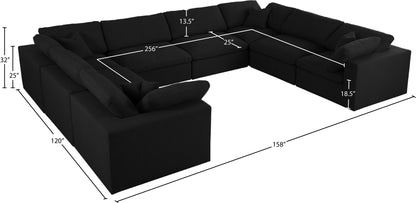 Damian Black Linen Textured Fabric Deluxe Comfort Modular Sectional Sec8A