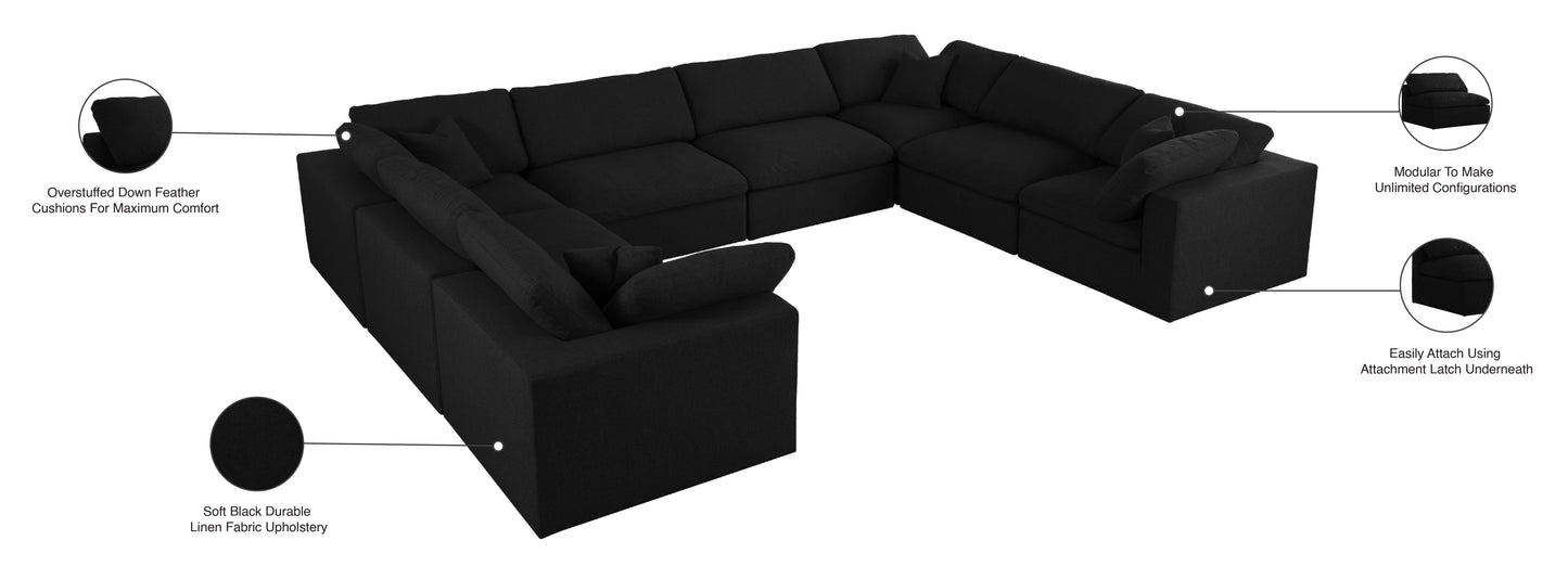 damian black linen textured fabric deluxe comfort modular sectional sec8a