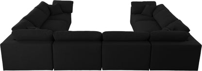 Damian Black Linen Textured Fabric Deluxe Comfort Modular Sectional Sec8A