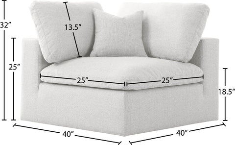 Damian Cream Linen Textured Fabric Deluxe Comfort Modular Corner Chair Corner