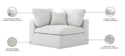 Damian Cream Linen Textured Fabric Deluxe Comfort Modular Corner Chair Corner