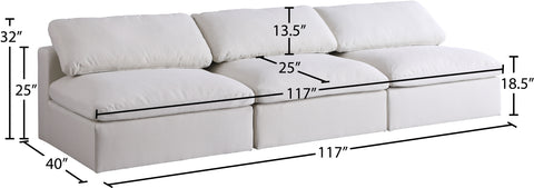 Damian Cream Linen Textured Fabric Deluxe Comfort Modular Armless Sofa S117