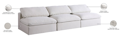 Damian Cream Linen Textured Fabric Deluxe Comfort Modular Armless Sofa S117