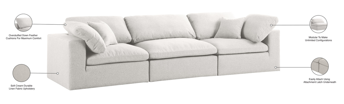 damian cream linen textured fabric deluxe comfort modular sofa s119