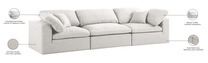 Damian Cream Linen Textured Fabric Deluxe Comfort Modular Sofa S119