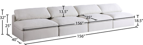Damian Cream Linen Textured Fabric Deluxe Comfort Modular Armless Sofa S156