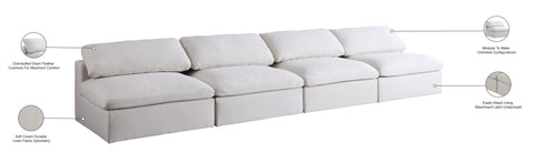Damian Cream Linen Textured Fabric Deluxe Comfort Modular Armless Sofa S156