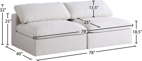 Damian Cream Linen Textured Fabric Deluxe Comfort Modular Armless Sofa S78