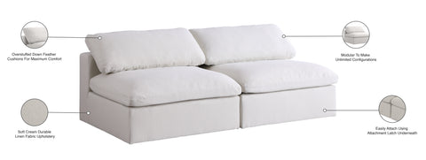 Damian Cream Linen Textured Fabric Deluxe Comfort Modular Armless Sofa S78