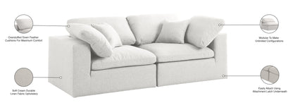 Damian Cream Linen Textured Fabric Deluxe Comfort Modular Sofa S80