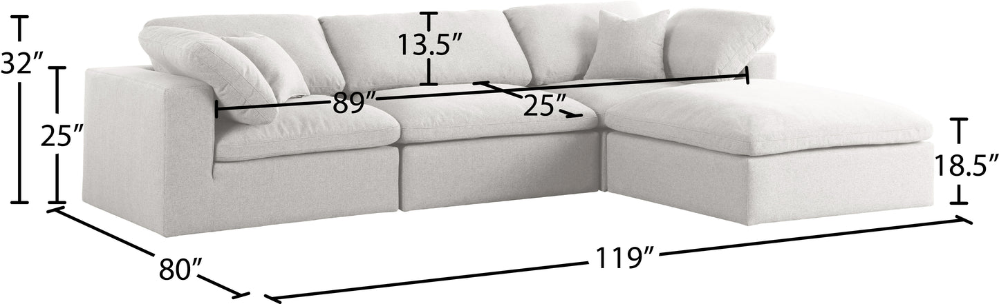 damian cream linen textured fabric deluxe comfort modular sectional sec4a