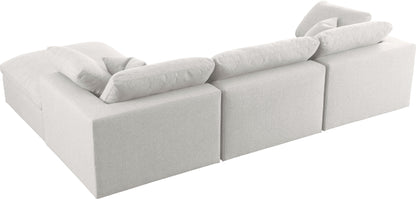 Damian Cream Linen Textured Fabric Deluxe Comfort Modular Sectional Sec4A