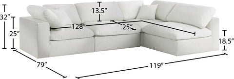 Damian Cream Linen Textured Fabric Deluxe Comfort Modular Sectional Sec4B