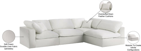 Damian Cream Linen Textured Fabric Deluxe Comfort Modular Sectional Sec4B