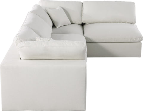 Damian Cream Linen Textured Fabric Deluxe Comfort Modular Sectional Sec4B
