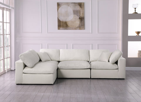 Damian Cream Linen Textured Fabric Deluxe Comfort Modular Sectional Sec4B