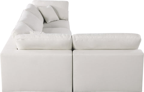 Damian Cream Linen Textured Fabric Deluxe Comfort Modular Sectional Sec4B