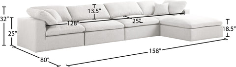 Damian Cream Linen Textured Fabric Deluxe Comfort Modular Sectional Sec5A