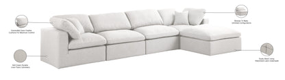 Damian Cream Linen Textured Fabric Deluxe Comfort Modular Sectional Sec5A