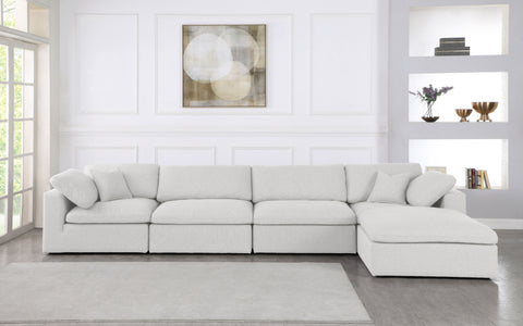 Damian Cream Linen Textured Fabric Deluxe Comfort Modular Sectional Sec5A