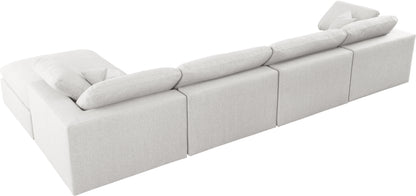 Damian Cream Linen Textured Fabric Deluxe Comfort Modular Sectional Sec5A