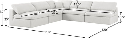 Damian Cream Linen Textured Fabric Deluxe Comfort Modular Sectional Sec5B