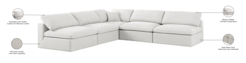 Damian Cream Linen Textured Fabric Deluxe Comfort Modular Sectional Sec5B