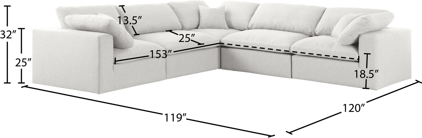 damian cream linen textured fabric deluxe comfort modular sectional sec5c