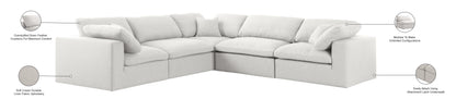 Damian Cream Linen Textured Fabric Deluxe Comfort Modular Sectional Sec5C