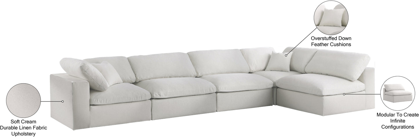 damian cream linen textured fabric deluxe comfort modular sectional sec5d