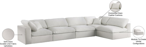 Damian Cream Linen Textured Fabric Deluxe Comfort Modular Sectional Sec5D