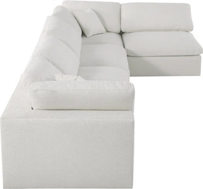 Damian Cream Linen Textured Fabric Deluxe Comfort Modular Sectional Sec5D