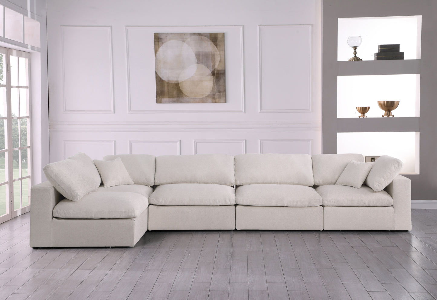 damian cream linen textured fabric deluxe comfort modular sectional sec5d