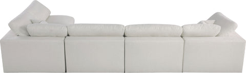 Damian Cream Linen Textured Fabric Deluxe Comfort Modular Sectional Sec5D