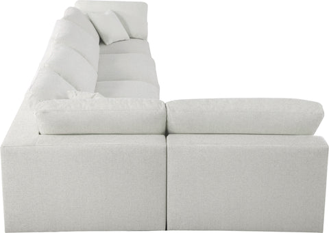 Damian Cream Linen Textured Fabric Deluxe Comfort Modular Sectional Sec5D