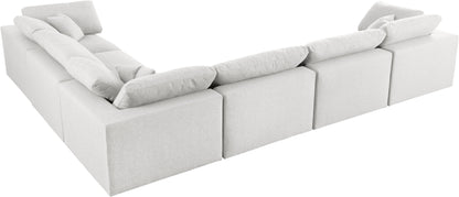 Damian Cream Linen Textured Fabric Deluxe Comfort Modular Sectional Sec6A