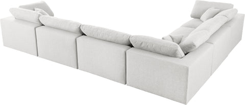 Damian Cream Linen Textured Fabric Deluxe Comfort Modular Sectional Sec6A