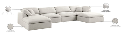 Damian Cream Linen Textured Fabric Deluxe Comfort Modular Sectional Sec6B