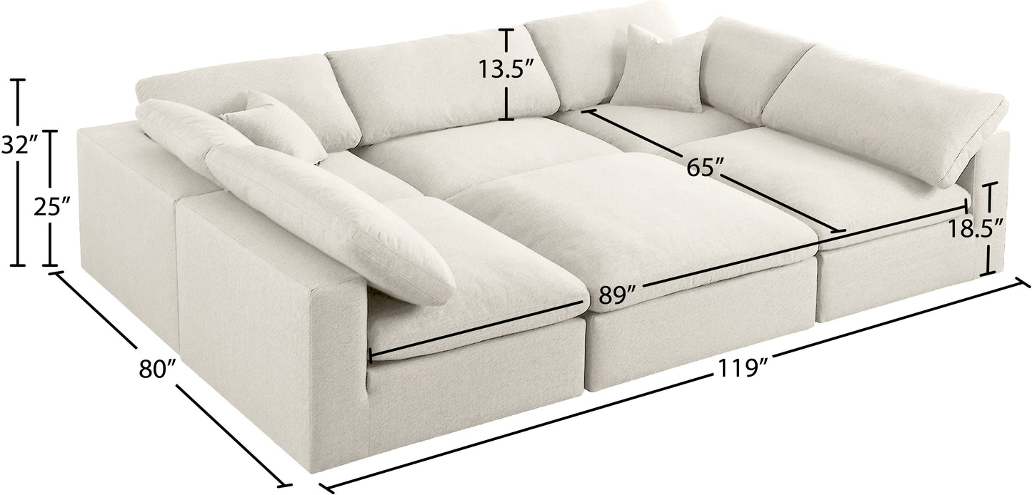 damian cream linen textured fabric deluxe comfort modular sectional sec6c