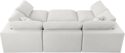 Damian Cream Linen Textured Fabric Deluxe Comfort Modular Sectional Sec6C