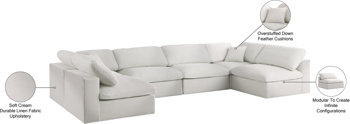 damian cream linen textured fabric deluxe comfort modular sectional sec6d