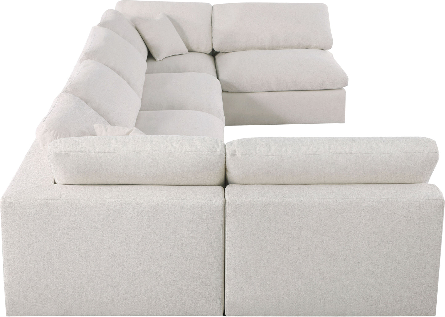 damian cream linen textured fabric deluxe comfort modular sectional sec6d