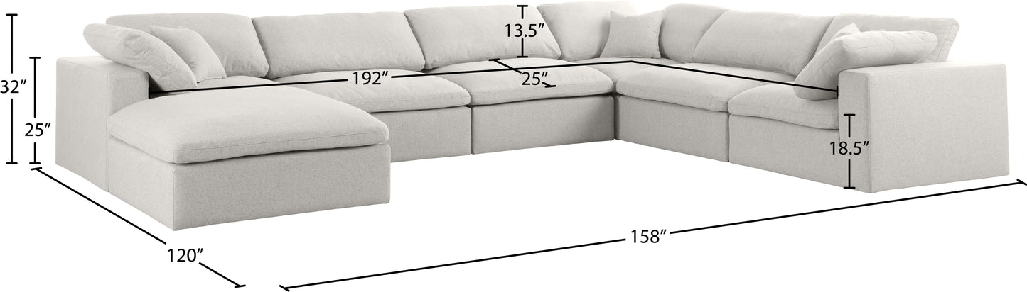 damian cream linen textured fabric deluxe comfort modular sectional sec7a