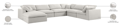 Damian Cream Linen Textured Fabric Deluxe Comfort Modular Sectional Sec7A