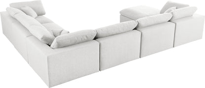 Damian Cream Linen Textured Fabric Deluxe Comfort Modular Sectional Sec7A