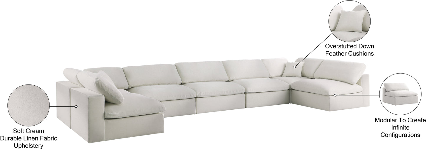 damian cream linen textured fabric deluxe comfort modular sectional sec7b