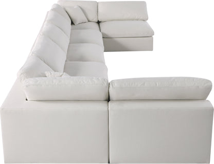 Damian Cream Linen Textured Fabric Deluxe Comfort Modular Sectional Sec7B